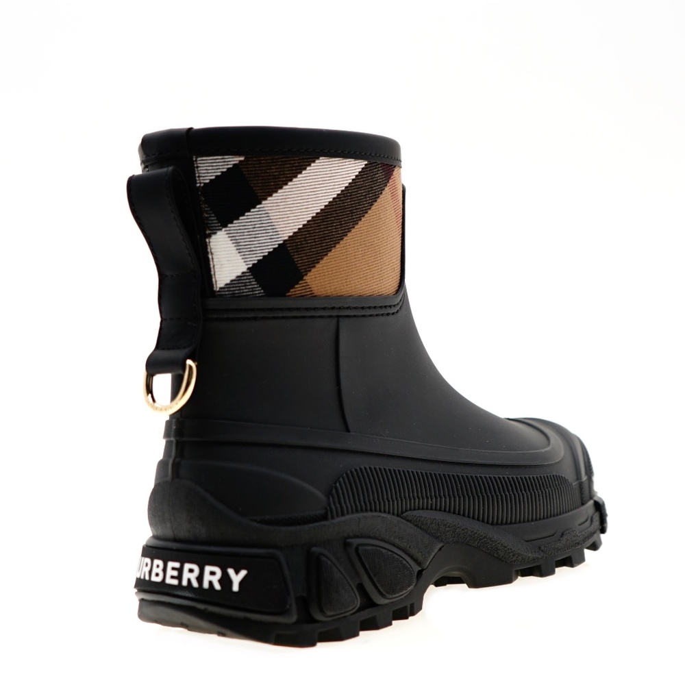Burberry Black & Tan Short Checked Rain Boots - Picture 4 of 9